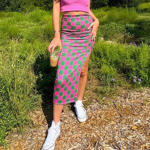 Checkered Midi Skirt